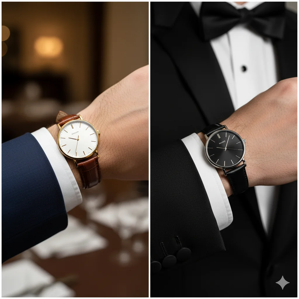 leather strap watch formal look