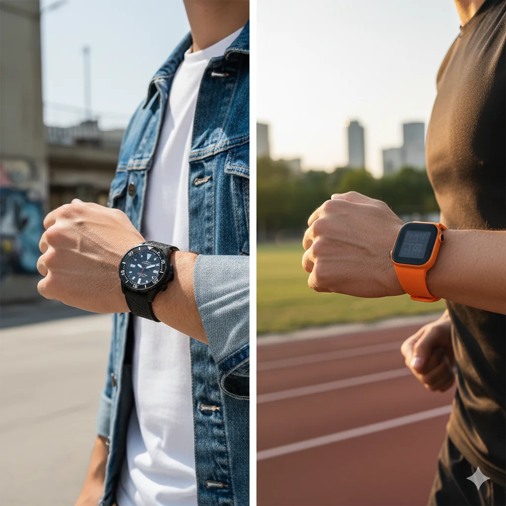 rubber strap watch sports